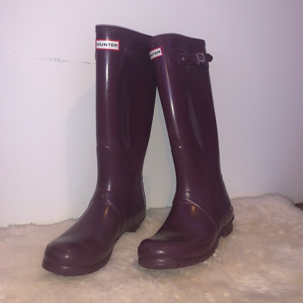 Maroon Glossed Tall Hunter Boots